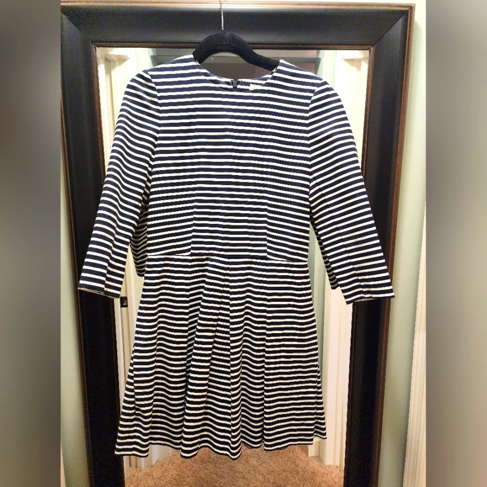 Navy & white fit and flare dress